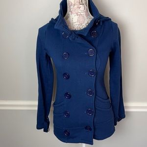 Glimmer by JJ Basics Blue Double Breasted Peacoat